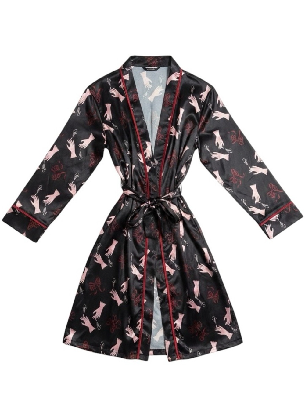 Bettie Page Satin Printed Smoking Robe Size 6